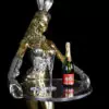 Coniglietta cameriera - grandezza naturale - oro/argento - bottiglia di vetro